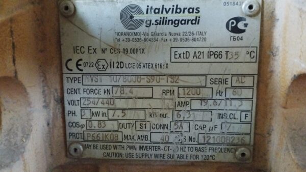 Motovibrador Italvibras 7,6 kW 1200RPM - EM0113 - Imagem 2
